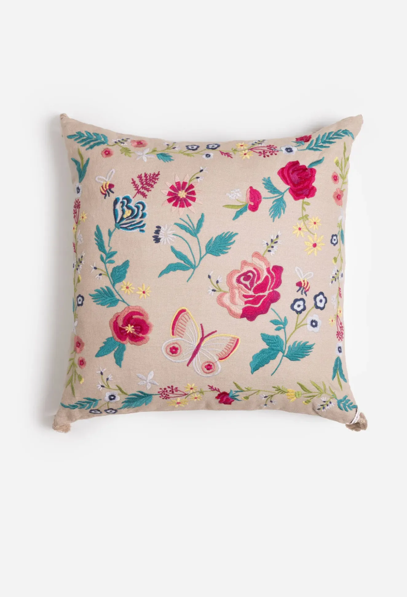 Arla Linen Embroidered Pillow