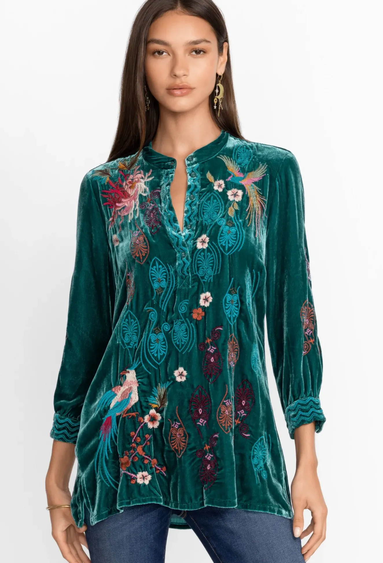 Ashira Velvet Henley Shirt Tunic