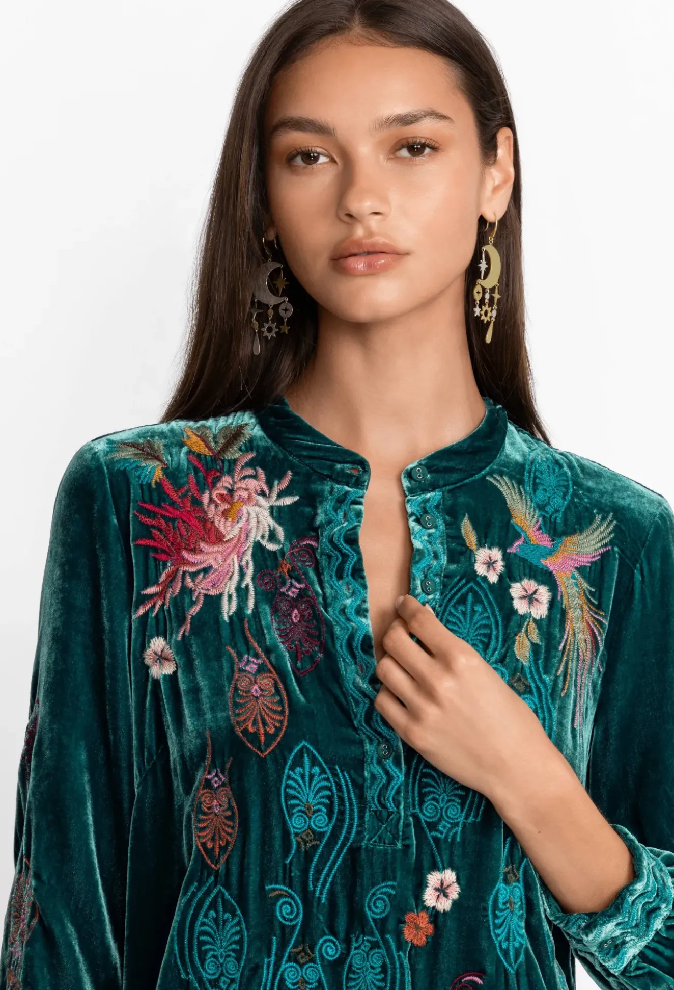 Ashira Velvet Henley Shirt Tunic