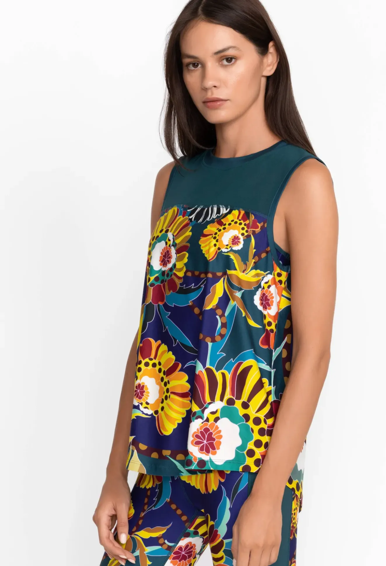 Bee Active High Low Mesh Contrast Tank