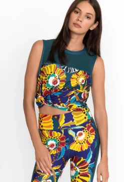Bee Active High Low Mesh Contrast Tank