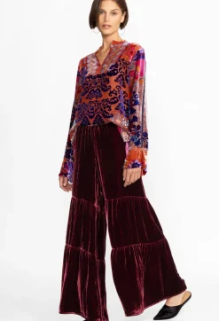 Black Velvet Tiered Wide Leg Pant