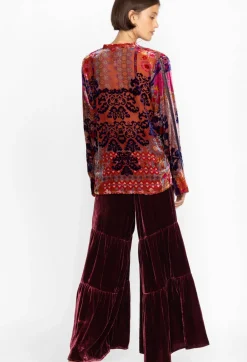 Black Velvet Tiered Wide Leg Pant