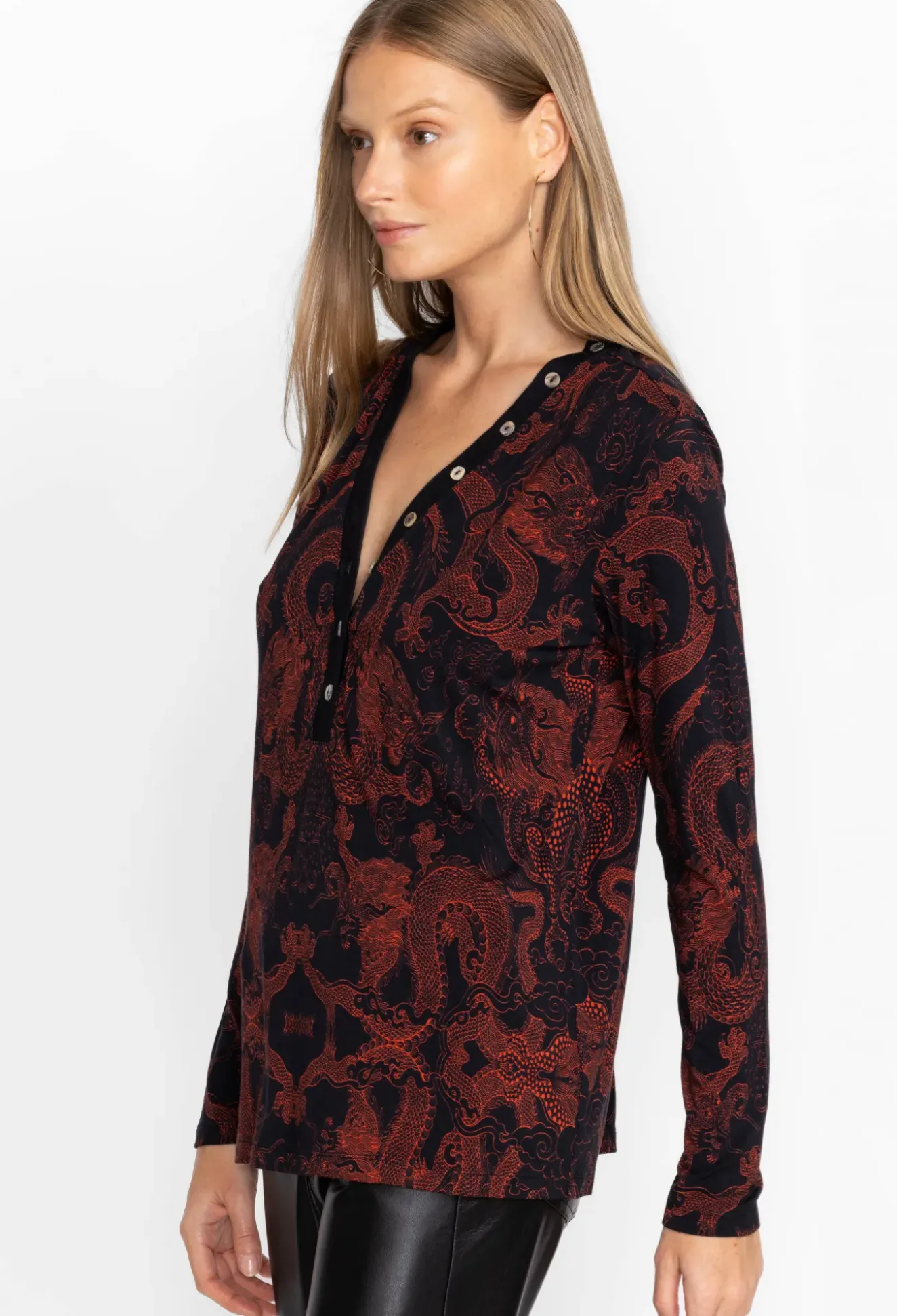 Button Neck L/S Tee