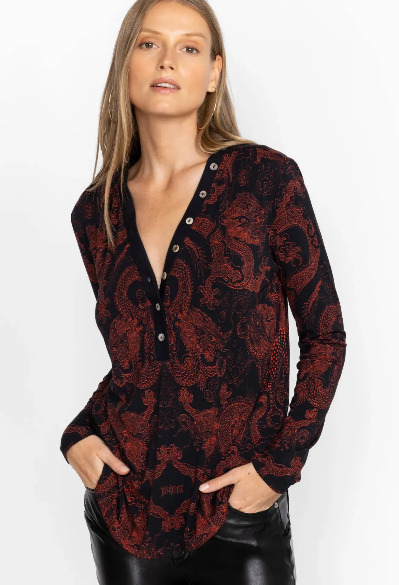 Button Neck L/S Tee