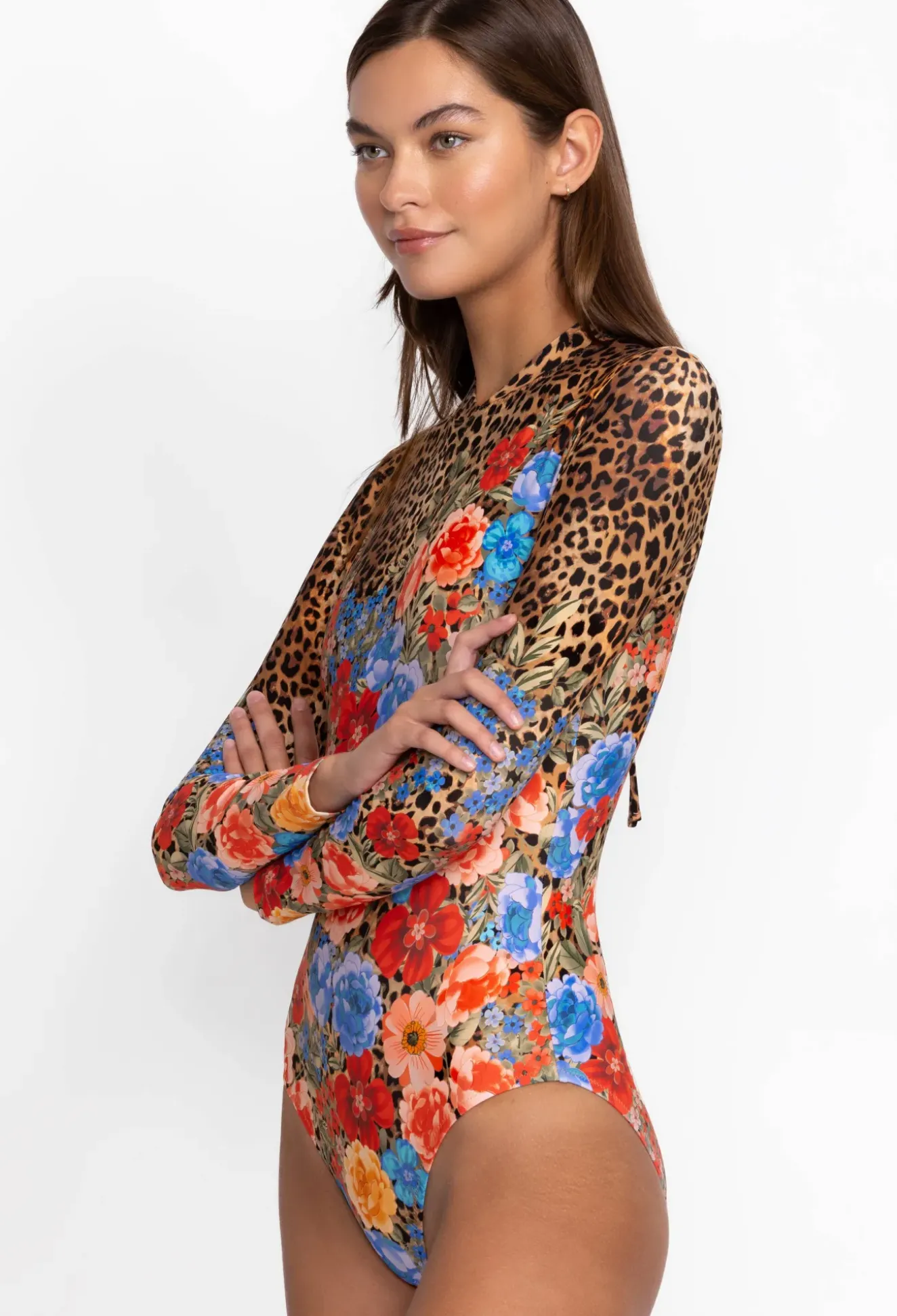 Cheetah Cross Over Neck Surf One Piece