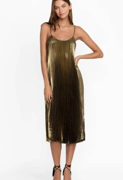 En Gem Pleated Midi Dress