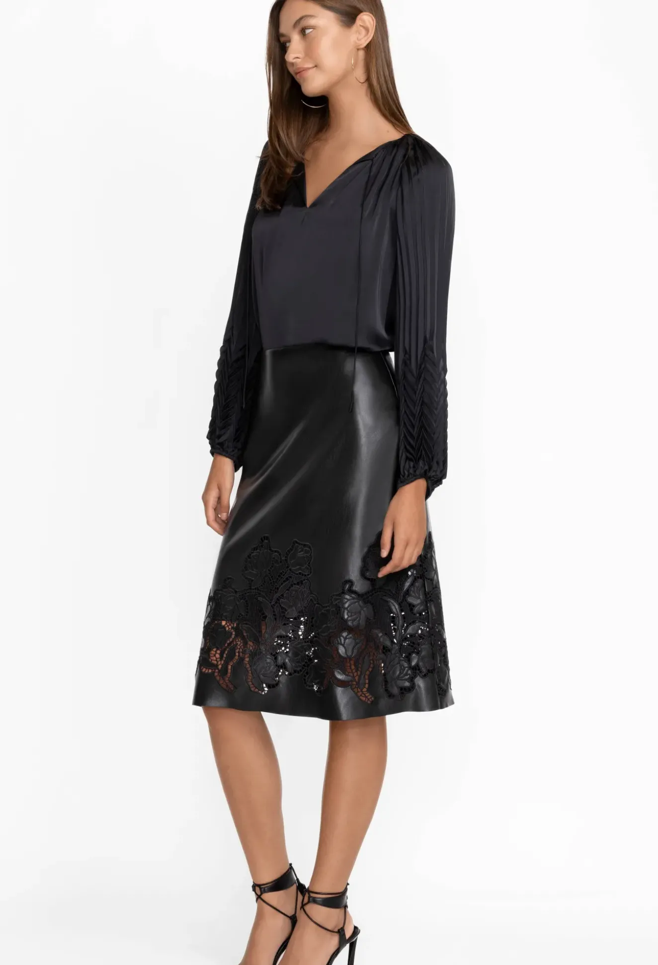 Enid Vegan Leather Midi Skirt
