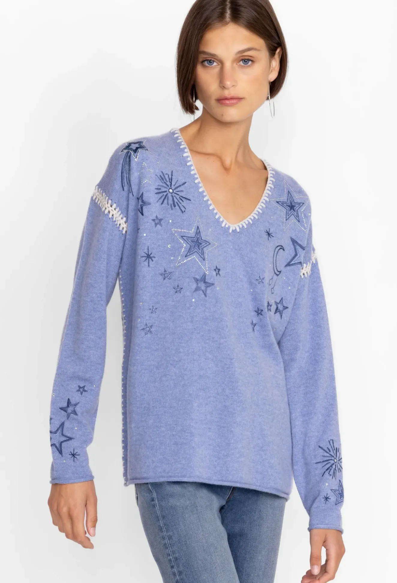 Estrella Cashmere Whipstitch Pullover