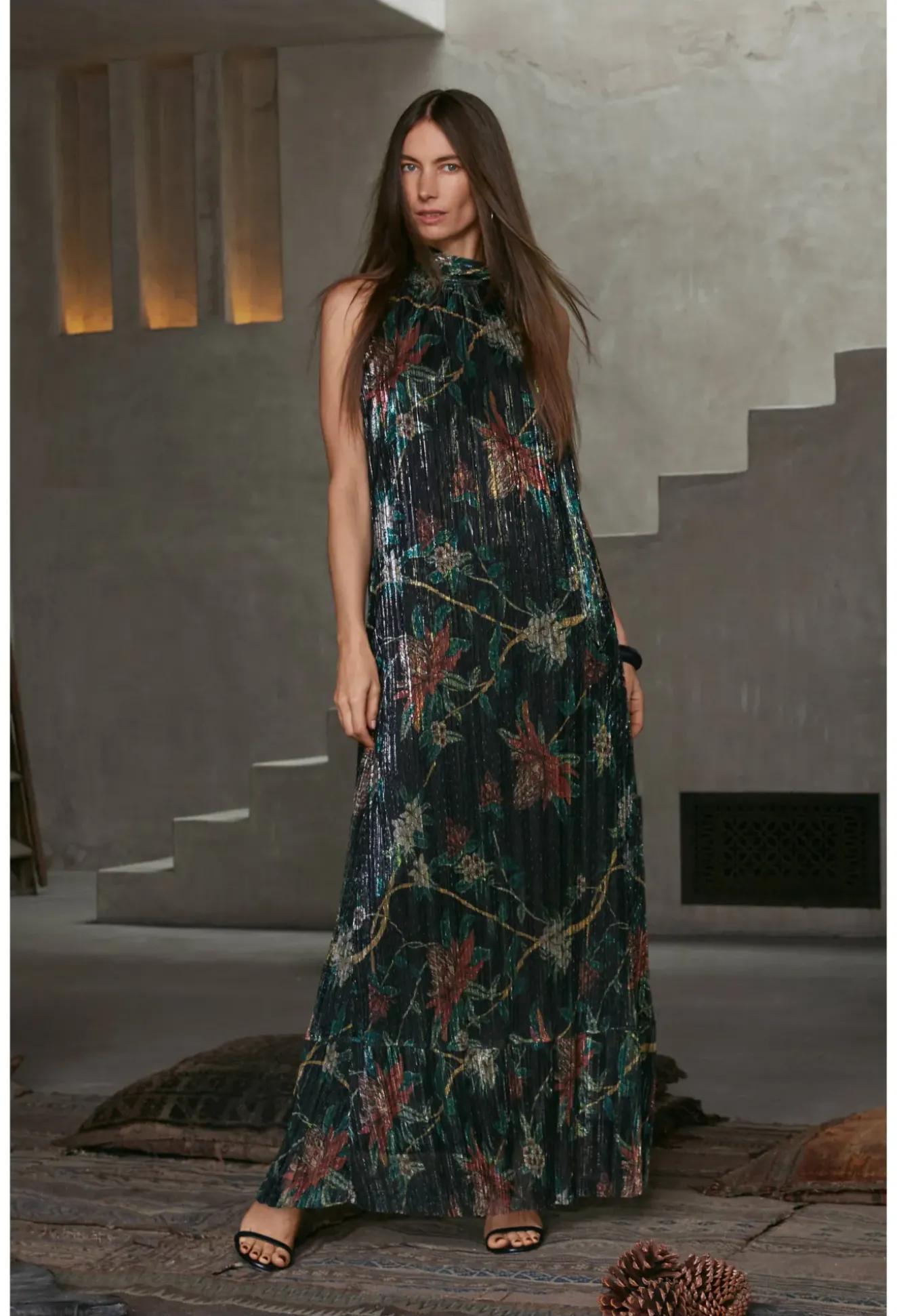 Evelina Metallic Maxi Dress