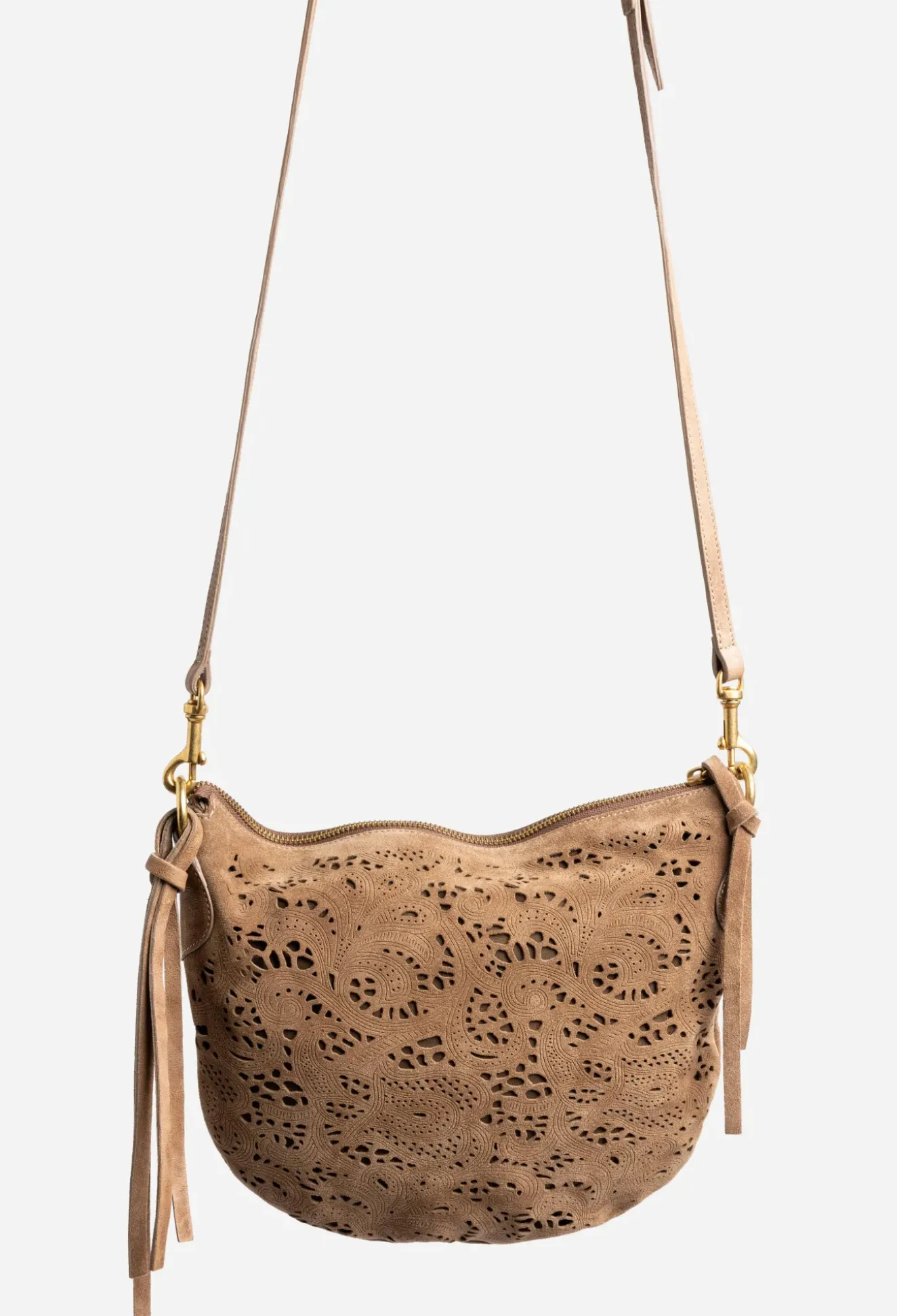 Fiore Italian Suede Saddle Bag