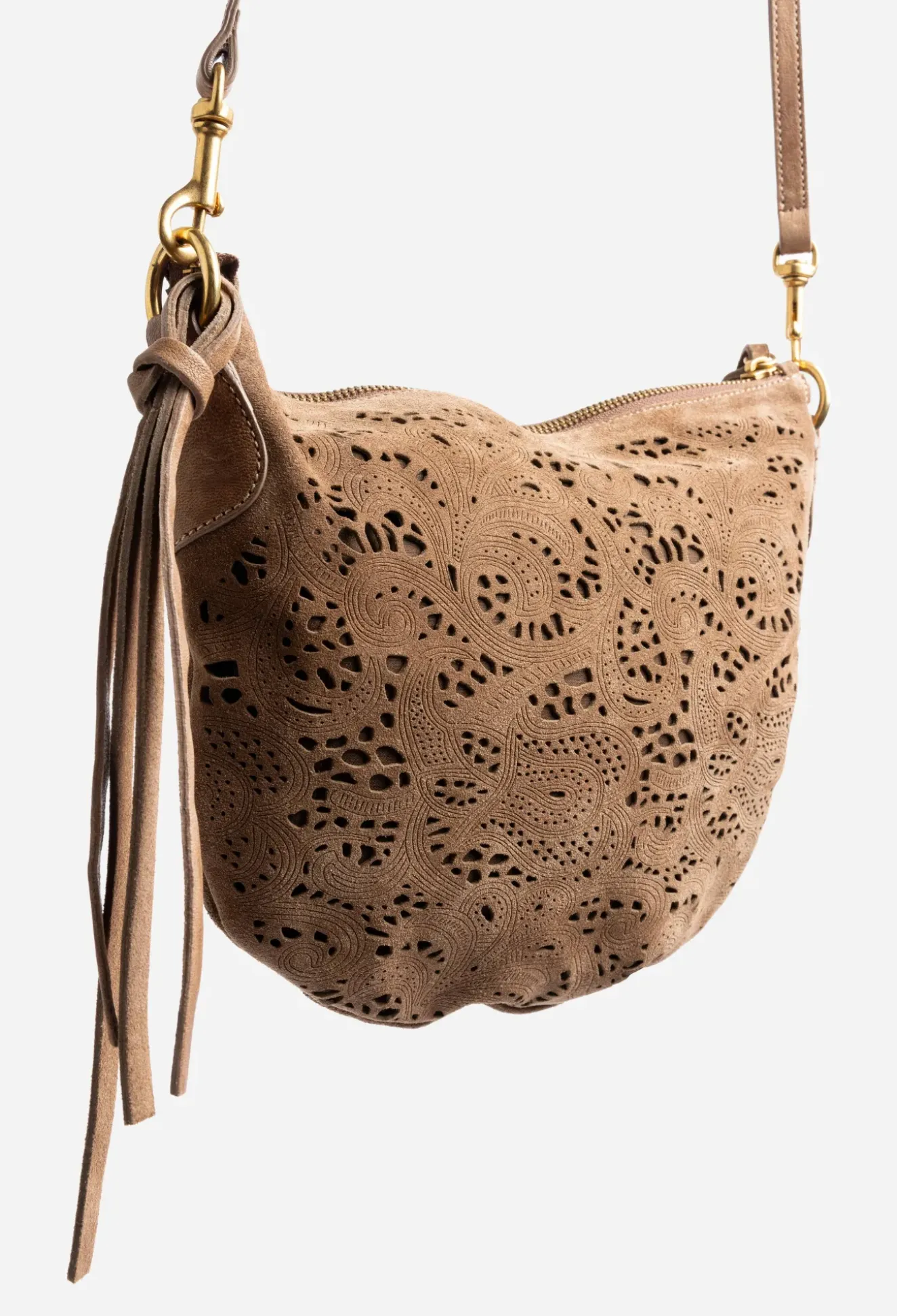 Fiore Italian Suede Saddle Bag