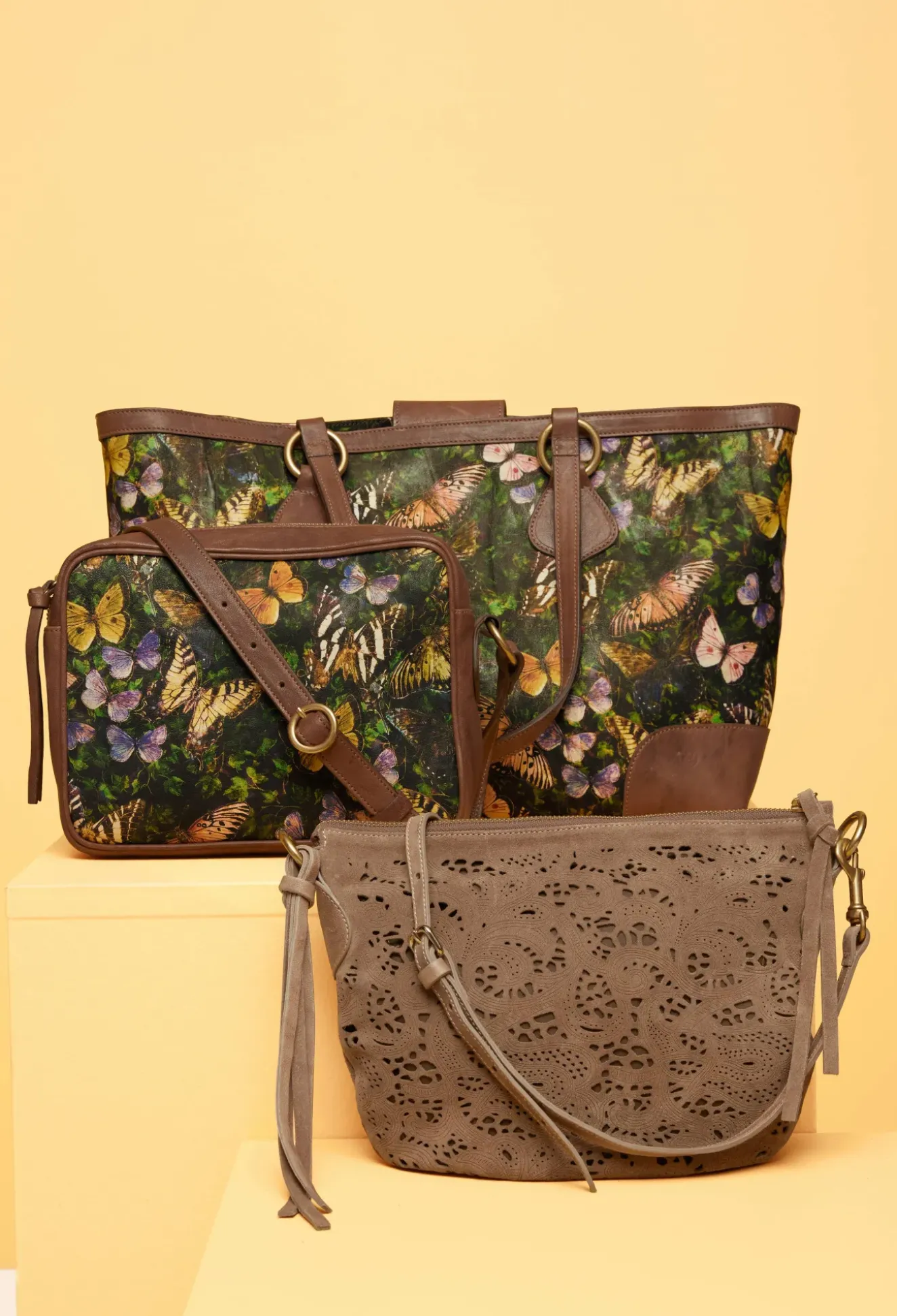 Fiore Italian Suede Saddle Bag