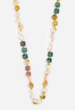 Flat Stone Bead Necklace