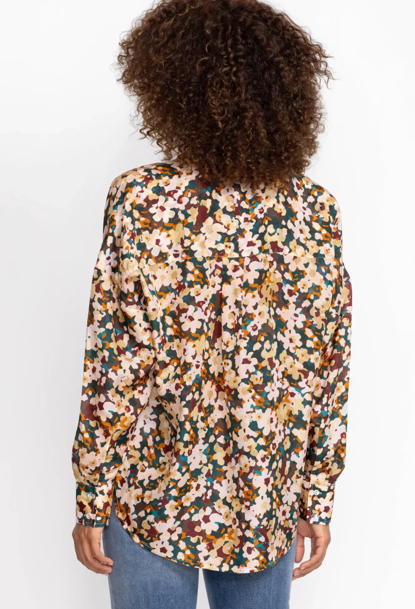 Floral Half Placket Button Top