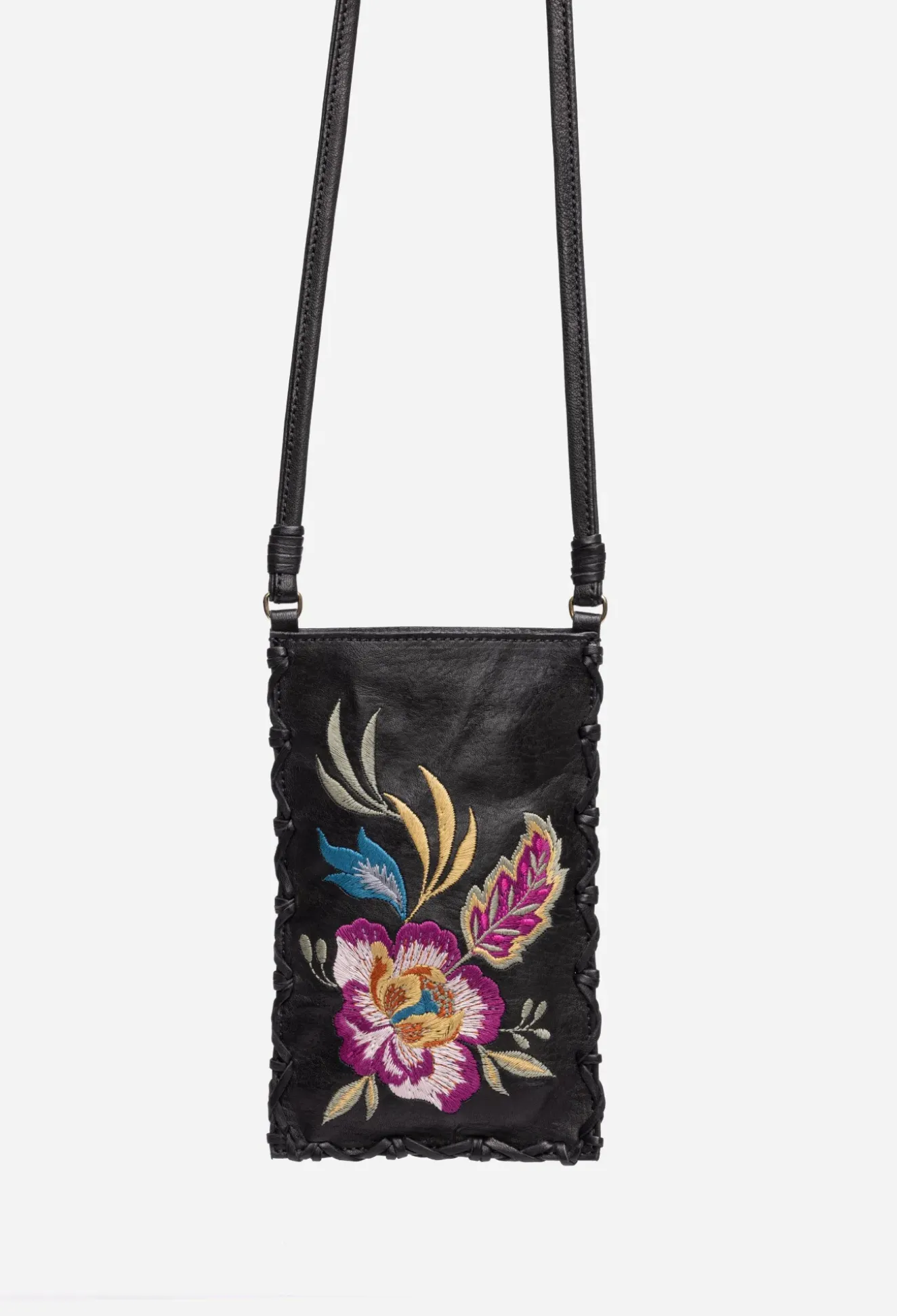 Floreale Whipstitch Italian Leather Cell Phone Crossbody