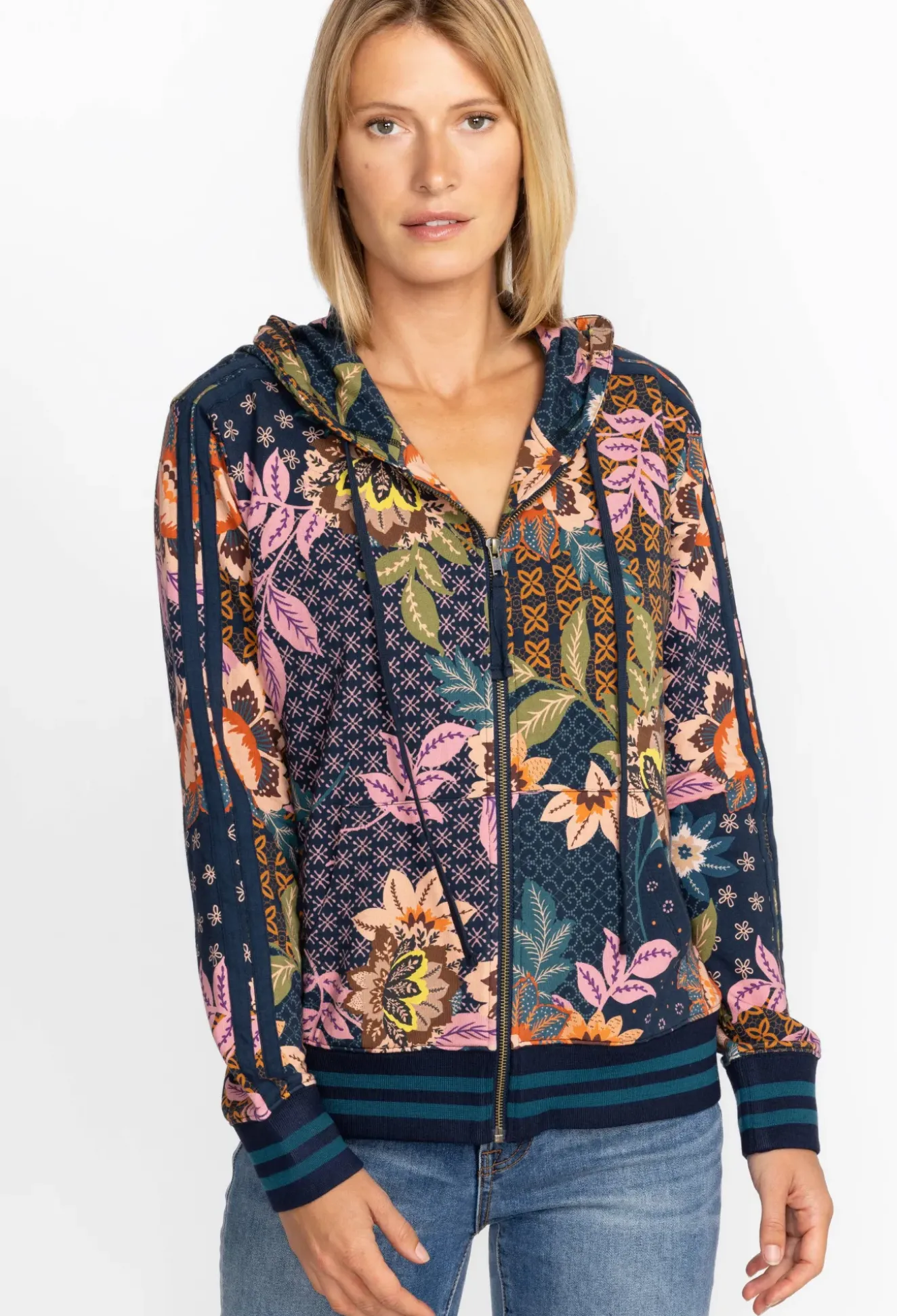 Front Zip Hoodie With Tape
