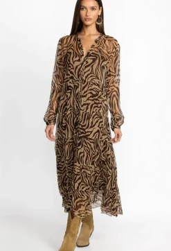 Golden Days Silk Midi Dress