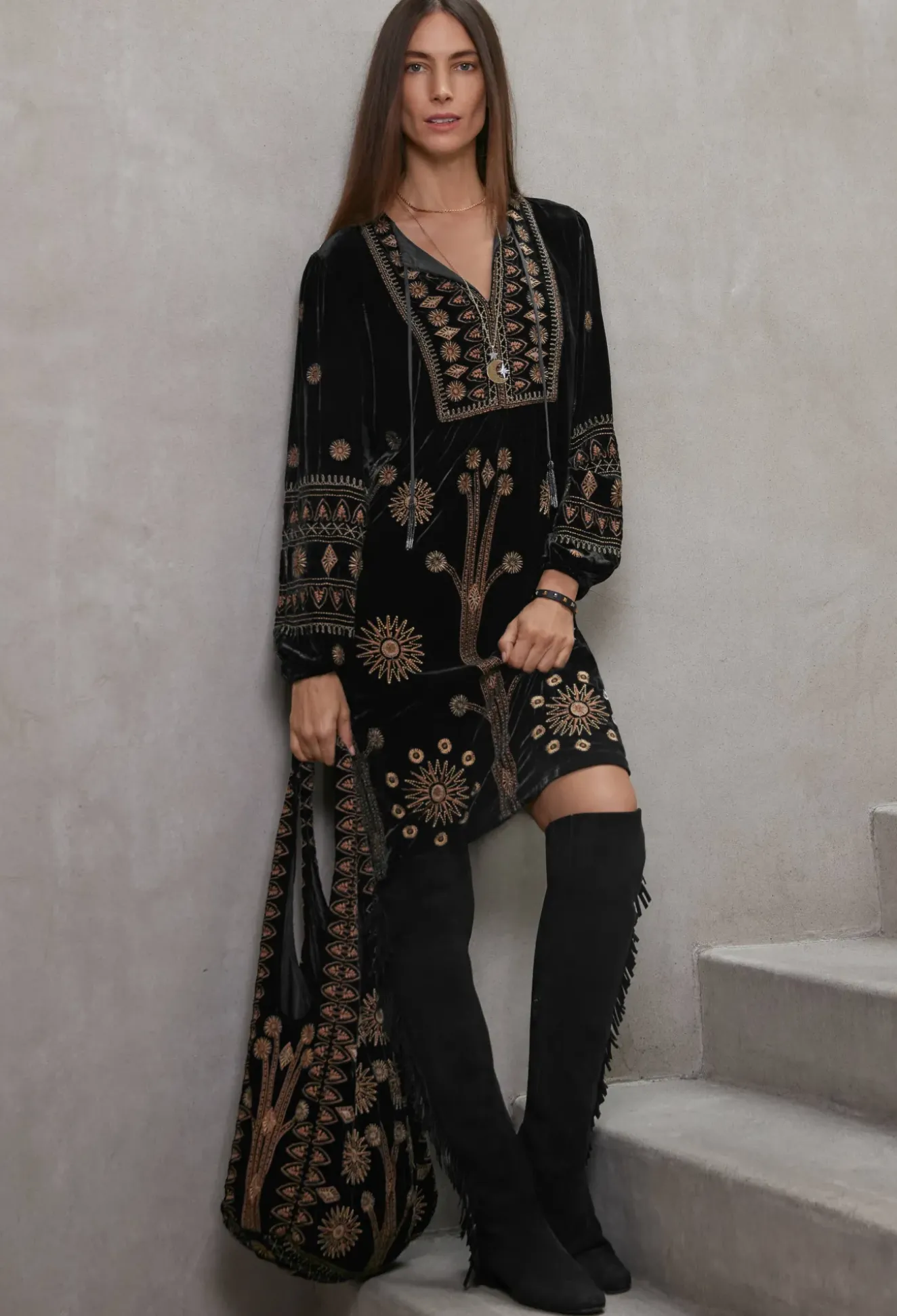 Heidi Velvet Yoke Dress