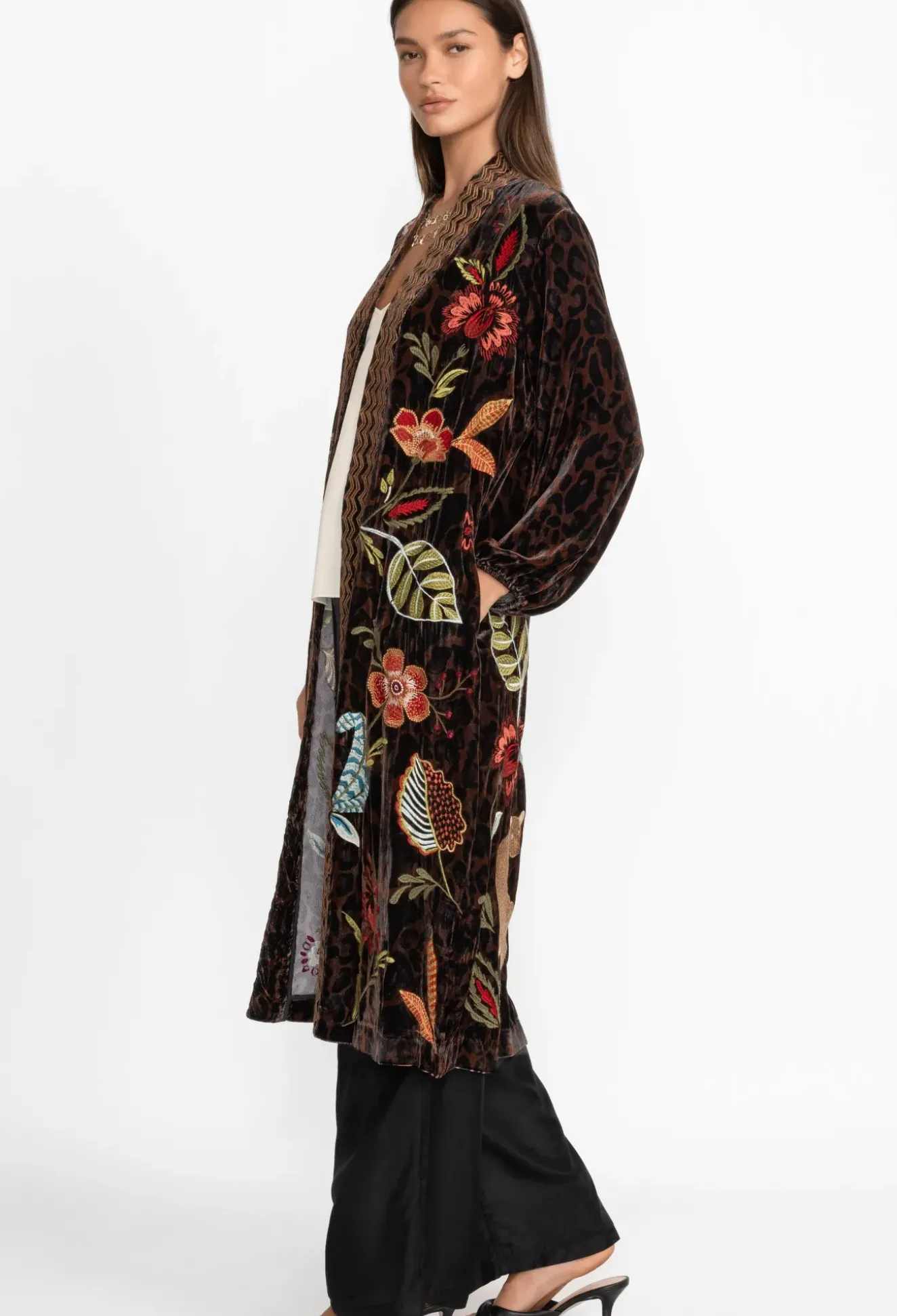 Isabella Velvet Bishop Sleeve Kimono Coat