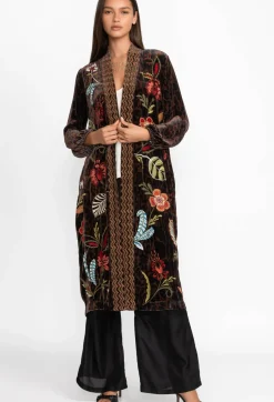 Isabella Velvet Bishop Sleeve Kimono Coat