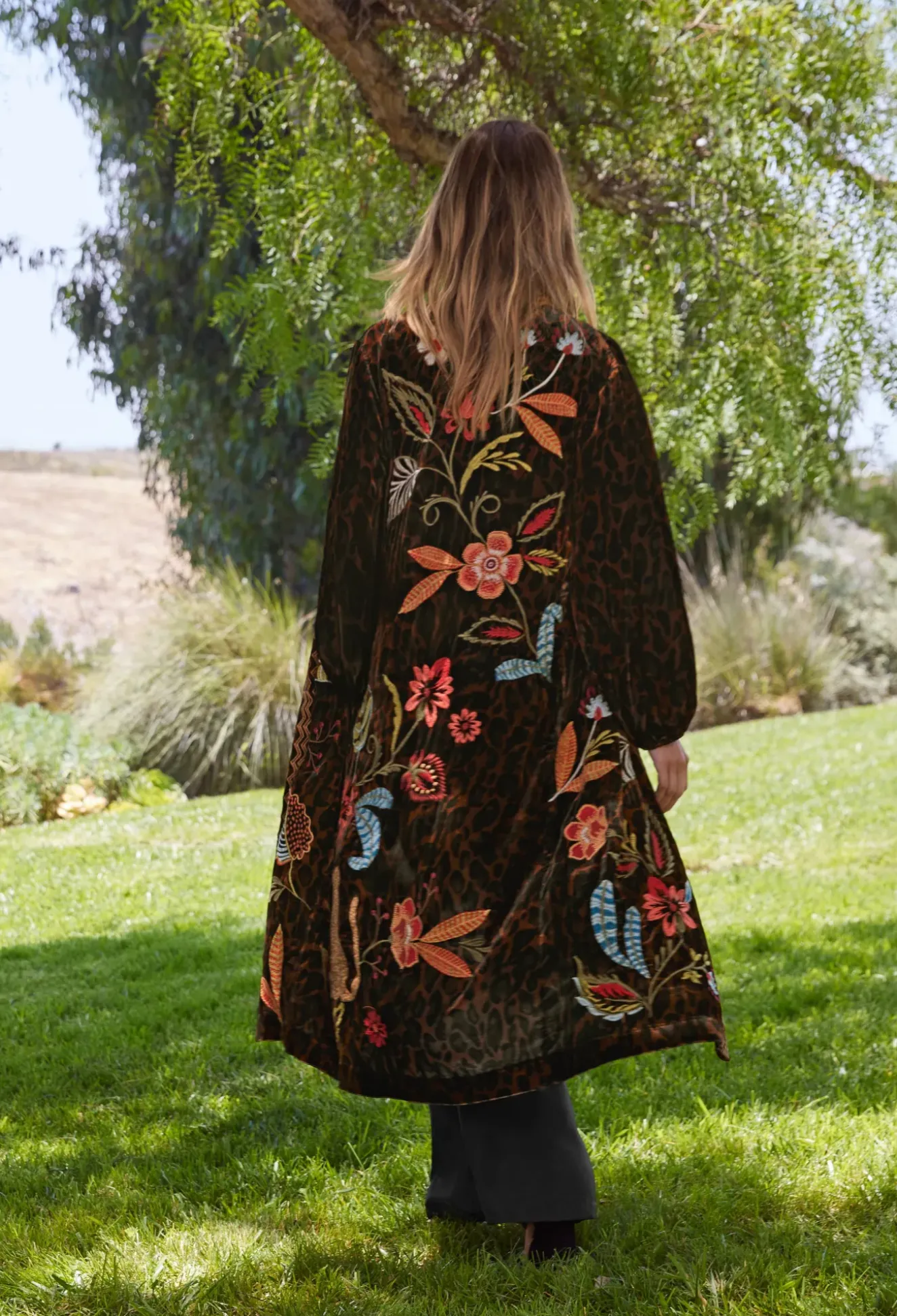 Isabella Velvet Bishop Sleeve Kimono Coat