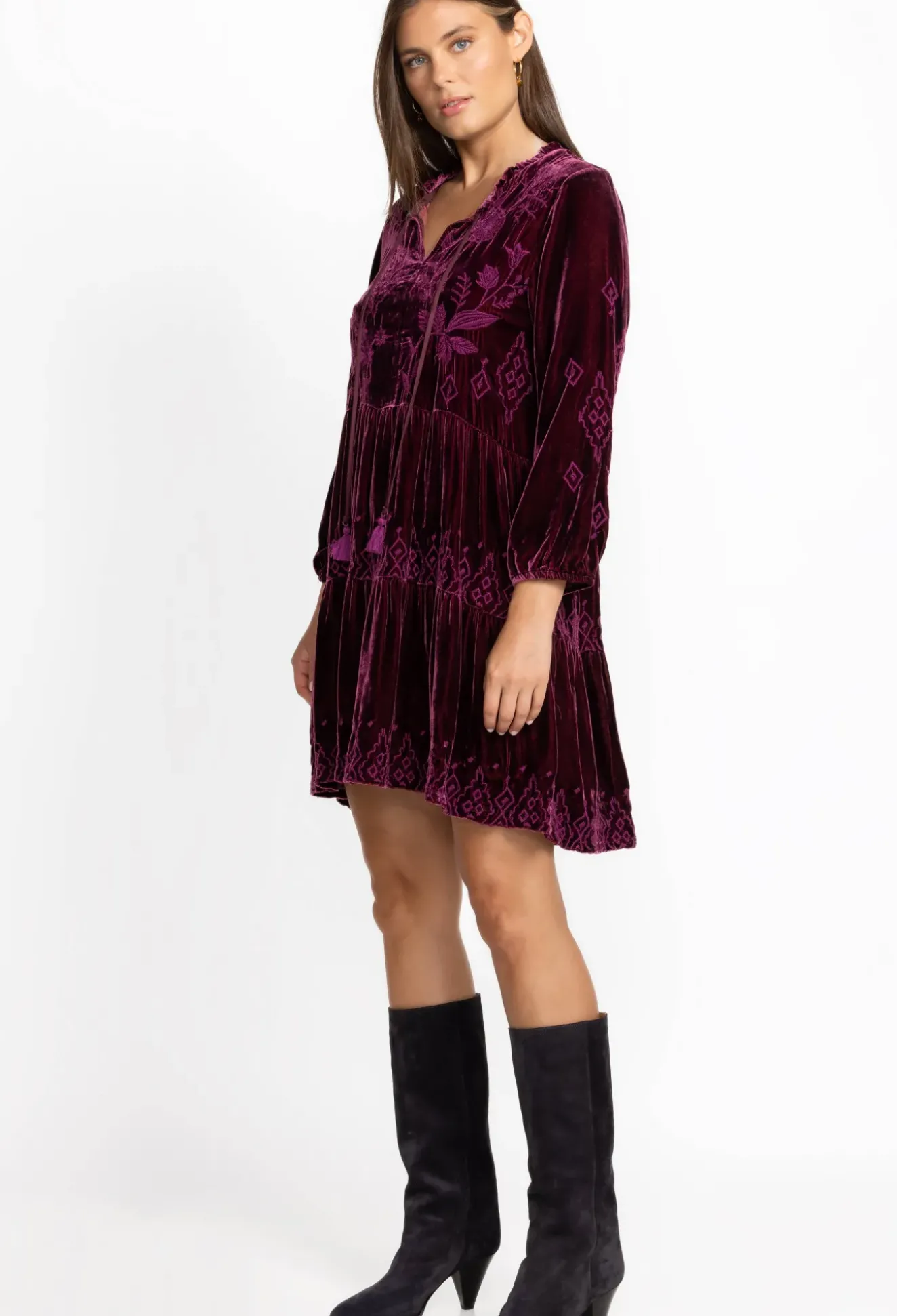 Ivey Velvet Field Tiered Dress