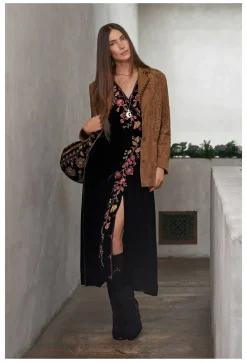 Laser Cut Suede Whipstitch Blazer