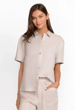 Linen Cuff Sleeve Camp Shirt