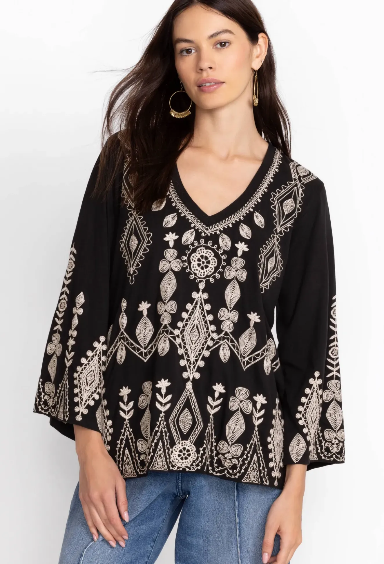 Liona V-Neck Kimono Sleeve Tee