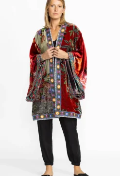 Midi One Of A Kind Velvet Kimono- Red