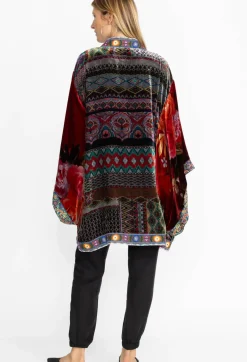 Midi One Of A Kind Velvet Kimono- Red