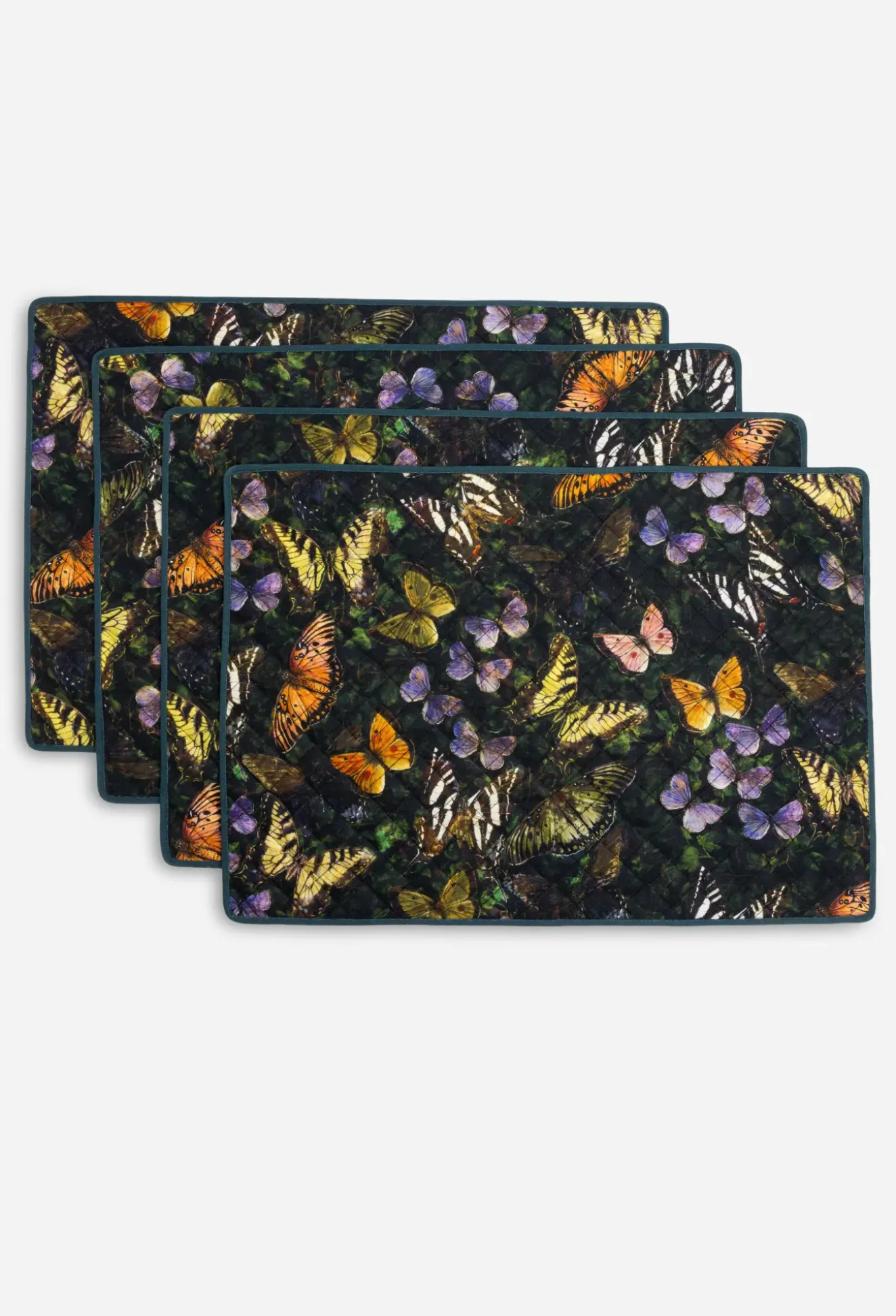 Midnight Mariposa Set Of 4 Quilted Placemats