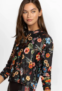 Mock Neck Step Hem Tee