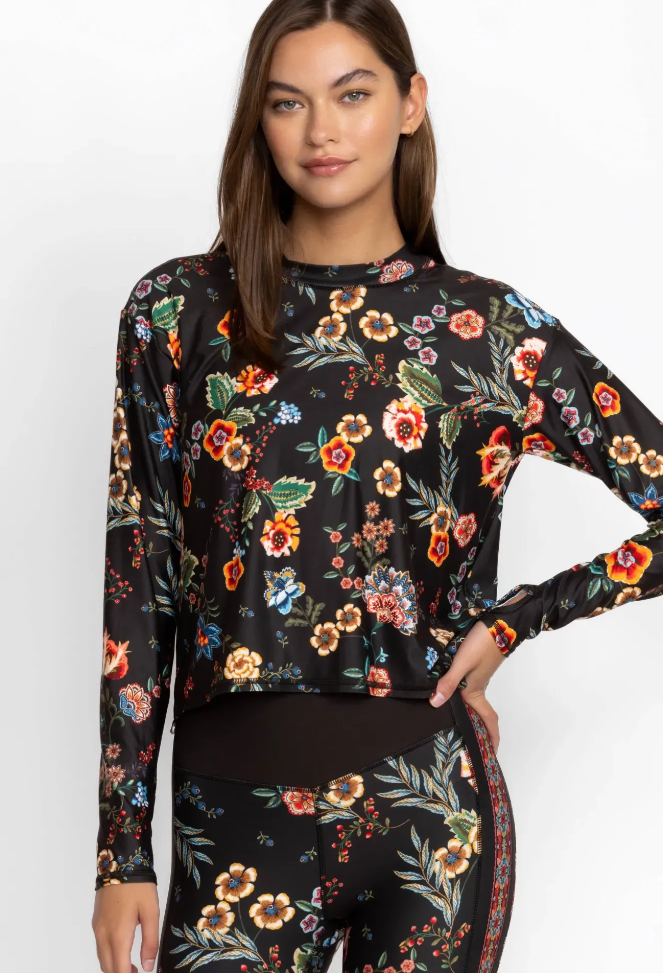 Mock Neck Step Hem Tee