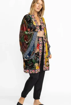 One Of A Kind Velvet Kimono- Black- Midi
