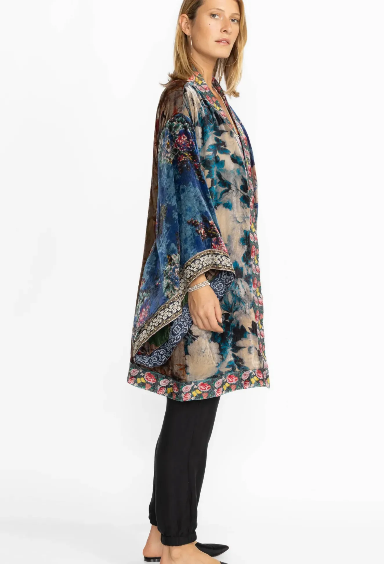 One Of A Kind Velvet Kimono- Black- Midi