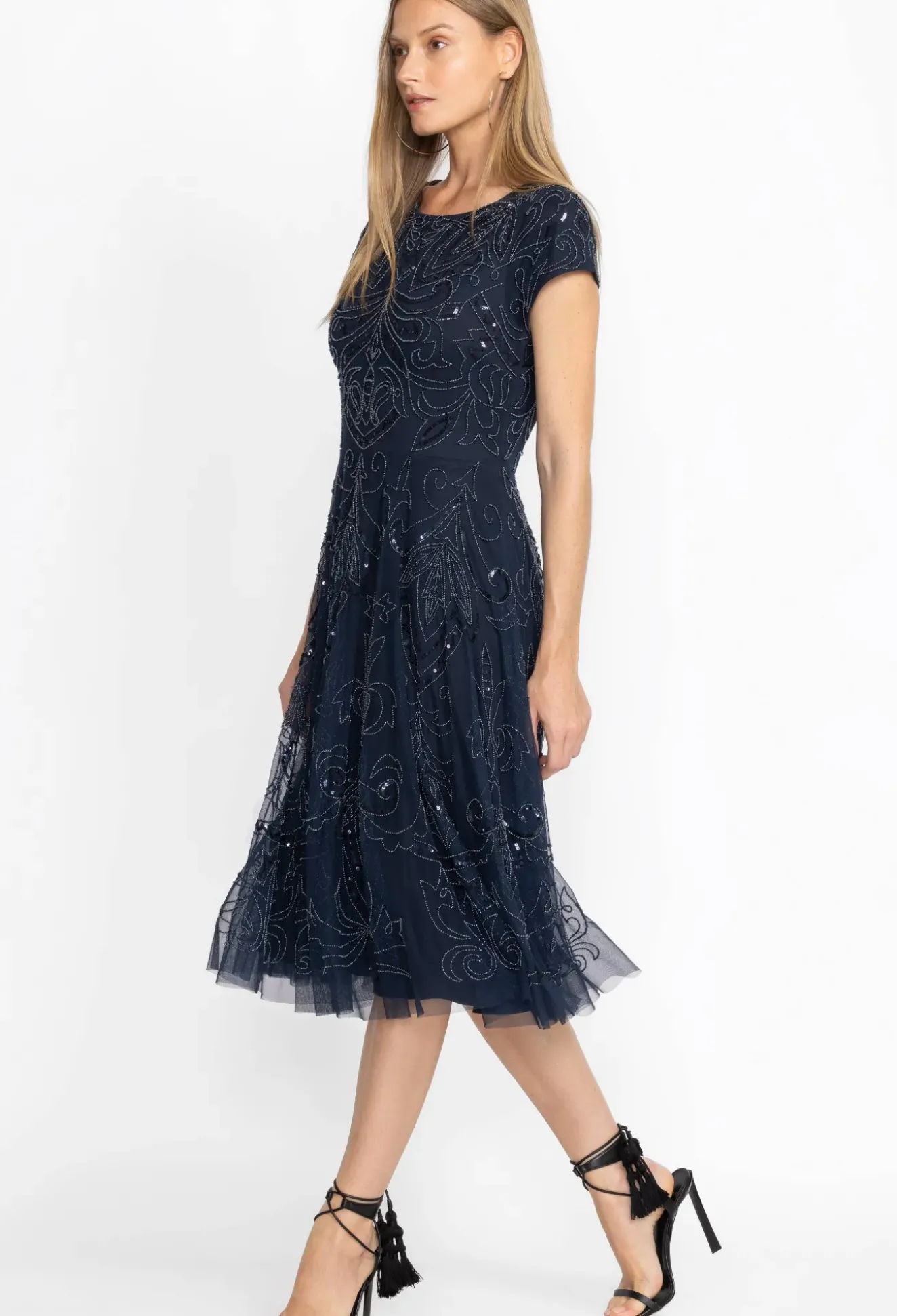 Paisley Beaded Mesh Dress