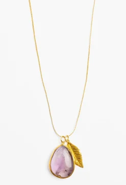 Pippa Small Amethyst Leaves Necklace