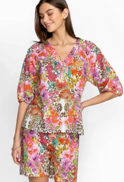 Puff Sleeve Button Front Blouse