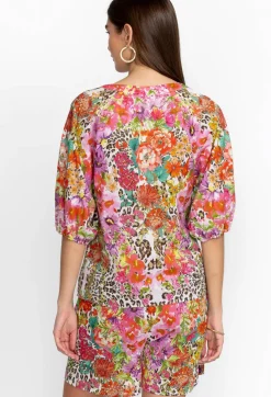 Puff Sleeve Button Front Blouse