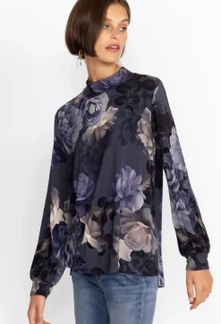 Puff Sleeve Mock Neck