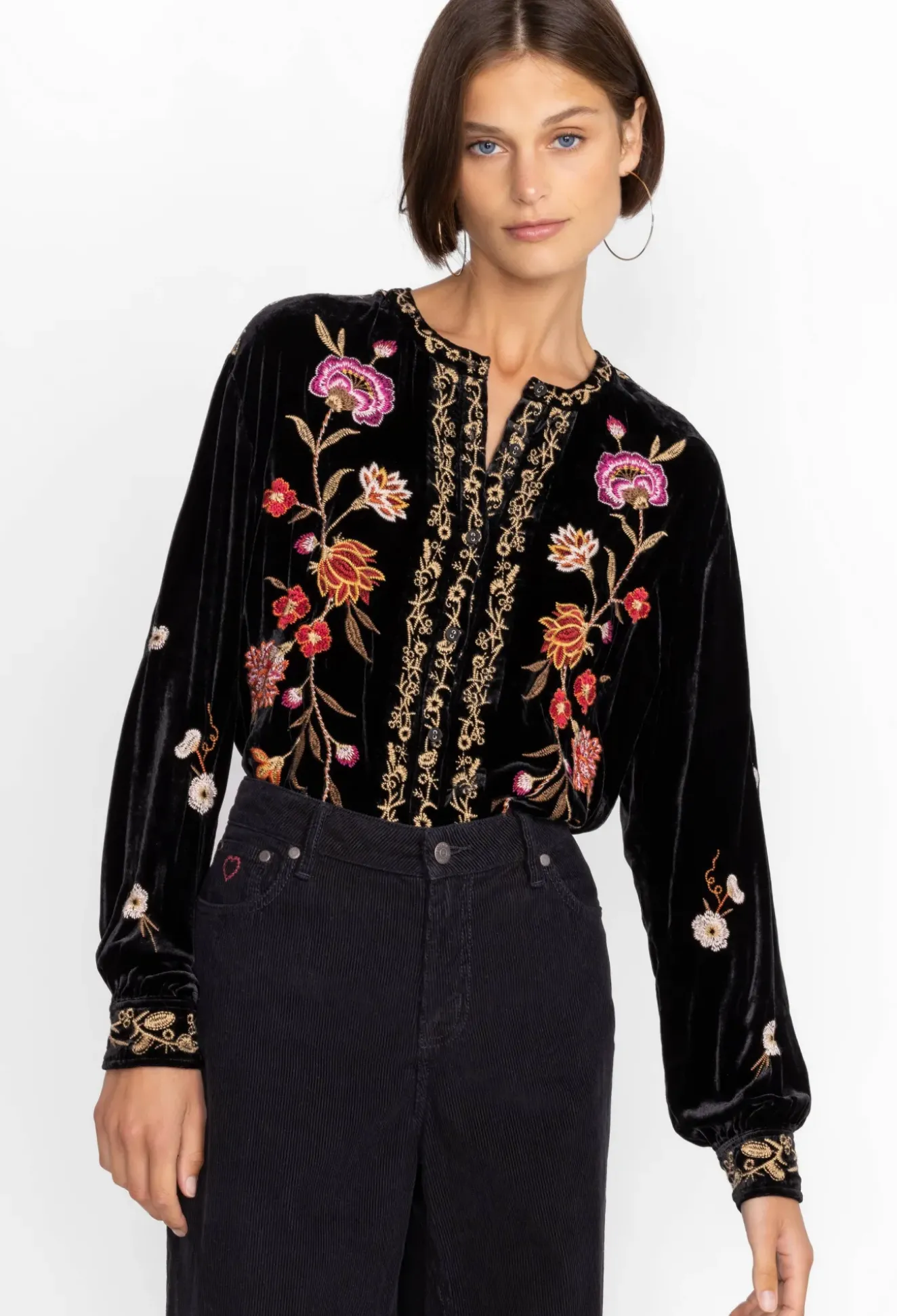 Quinn Velvet Mandarin Shirt
