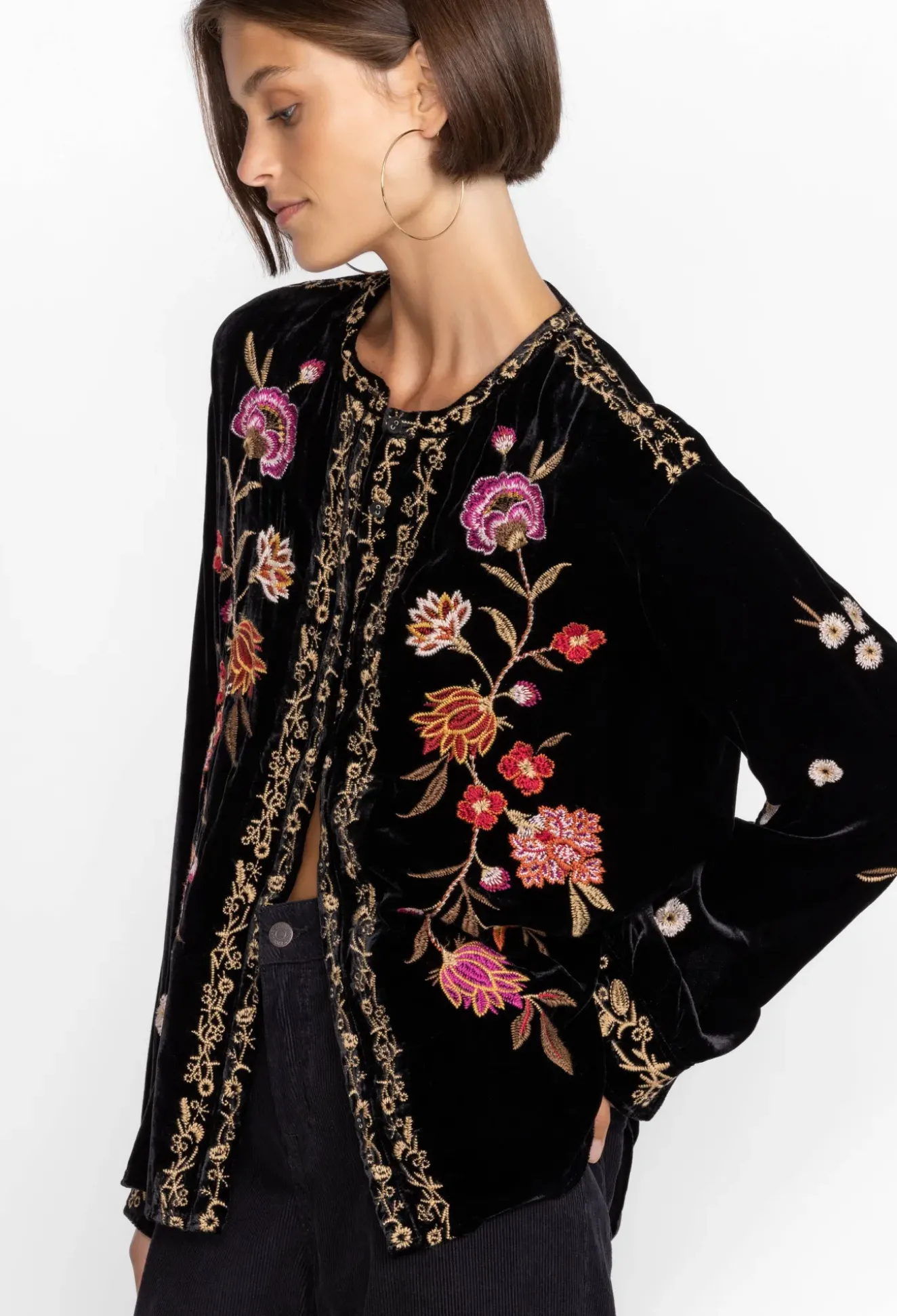 Quinn Velvet Mandarin Shirt