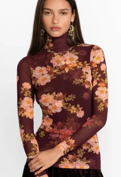 Rebecca Mesh Mock Neck Long Sleeve Tee Mesh Tee