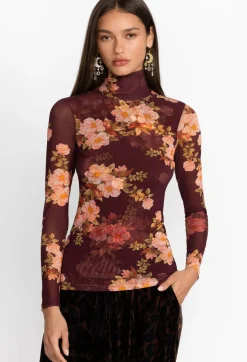 Rebecca Mesh Mock Neck Long Sleeve Tee Mesh Tee