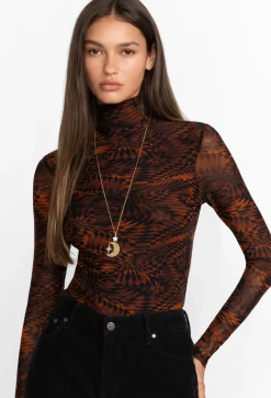 Rebecca Mesh Mock Neck Long Sleeve Tee