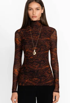 Rebecca Mesh Mock Neck Long Sleeve Tee