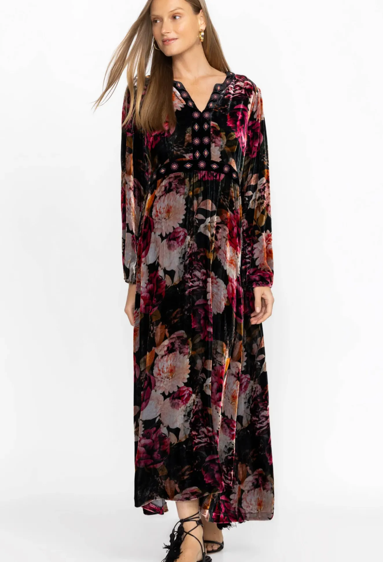 Rosa Velvet Front Notch Dress