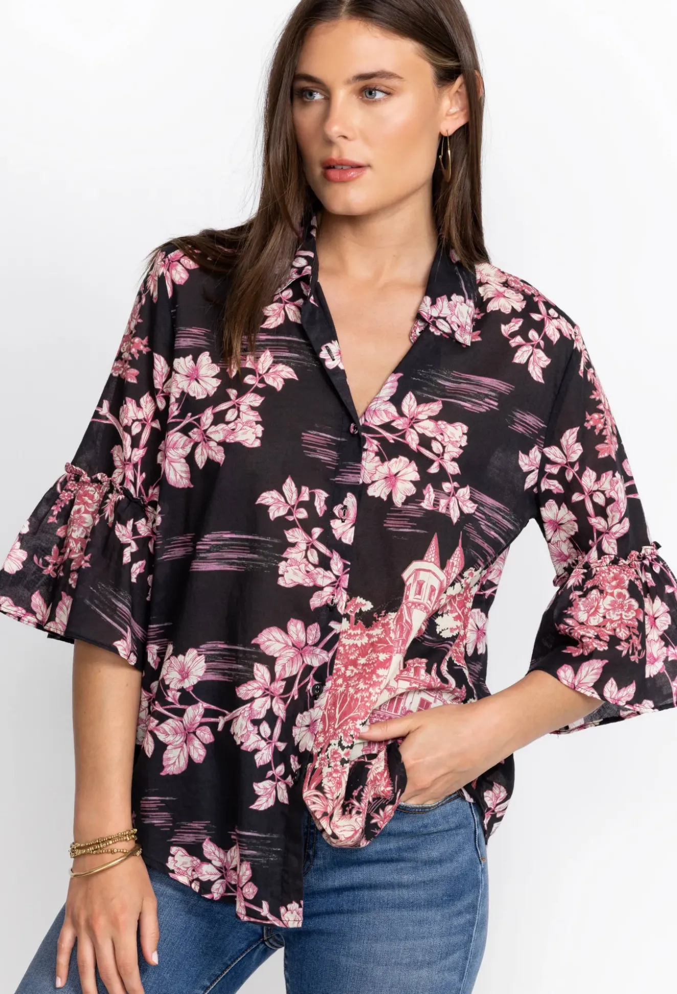 Ruffle Sleeve Blouse